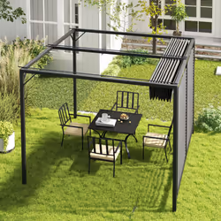 Outsunny Metal Pergola Patio Sun Shelter Grape Tent Retractable Canopy UV Cut - Additional view 4