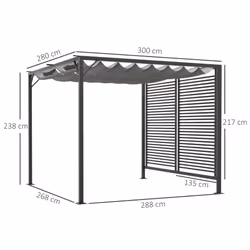 Outsunny Metal Pergola Patio Sun Shelter Grape Tent Retractable Canopy UV Cut - Additional view 8