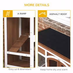 PawHut Two-Tier Wooden Rabbit Hutch w/ Openable Roof, Slide-Out Tray, Ramp - Additional view 5
