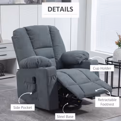 HOMCOM Riser and Recliner Chair w/ Remote, Lift Chair for Elderly, Grey