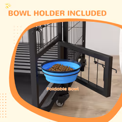 PawHut 36" Heavy Duty Dog Crate on Wheels w/ Bowl Holder, Removable Tray - Additional view 4