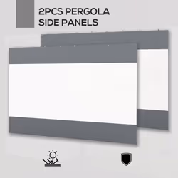 Outsunny 3x2m Side Panels with Large Window, for 3(m) Long Pergola, Grey