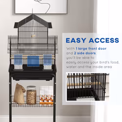 PawHut Metal Bird Cage w/ Perch, Food Container, Handle, for Finch, Canary - Additional view 4