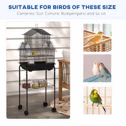 PawHut Metal Bird Cage w/ Perch, Food Container, Handle, for Finch, Canary - Additional view 5
