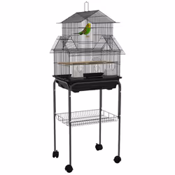 PawHut Metal Bird Cage w/ Perch, Food Container, Handle, for Finch, Canary - Additional view 8
