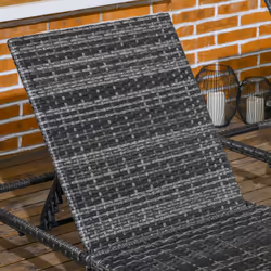 Outsunny 2 Pieces Rattan Sun Loungers w/ Padded Cushion for Poolside Dark Grey