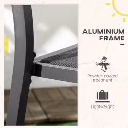 Outsunny 2 PCs Dining Chairs, Stackable Design Aluminium Outdoor Armchairs Black