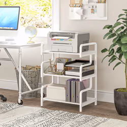 HOMCOM 3-Tier Storage Shelf, Metal Shelves for Storage for Home Office, White