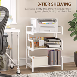 HOMCOM 3-Tier Storage Shelf, Metal Shelves for Storage for Home Office, White