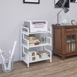 HOMCOM 3-Tier Storage Shelf, Metal Shelves for Storage for Home Office, White - Additional view 5