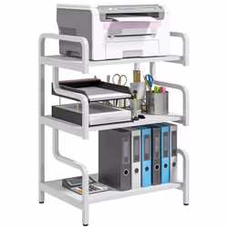 HOMCOM 3-Tier Storage Shelf, Metal Shelves for Storage for Home Office, White - Additional view 8