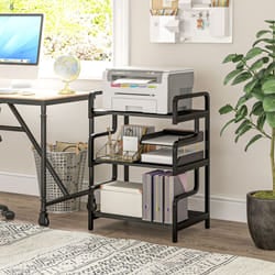 HOMCOM 3-Tier Storage Shelf, Metal Shelves for Storage for Home Office, Black