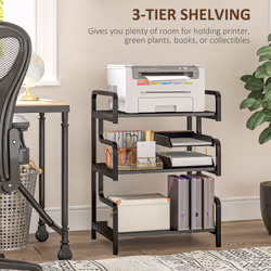HOMCOM 3-Tier Storage Shelf, Metal Shelves for Storage for Home Office, Black