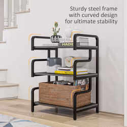 HOMCOM 3-Tier Storage Shelf, Metal Shelves for Storage for Home Office, Black