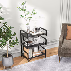 HOMCOM 3-Tier Storage Shelf, Metal Shelves for Storage for Home Office, Black - Additional view 5
