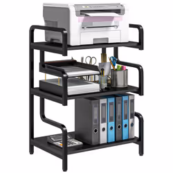 HOMCOM 3-Tier Storage Shelf, Metal Shelves for Storage for Home Office, Black - Additional view 8