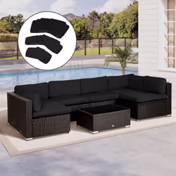Outsunny Garden Rattan Sofa Set Polyester Cover Replacement No Cushion Black