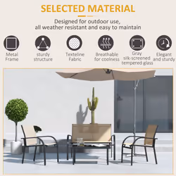 Outsunny 4pcs Patio Furniture Set Garden Sofa Glass Top Coffee Table Beige - Additional view 4