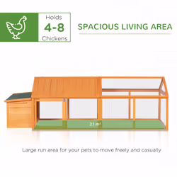 PawHut Wooden Chicken Run with Nesting Box, Openable Roof, for 4-8 Chickens