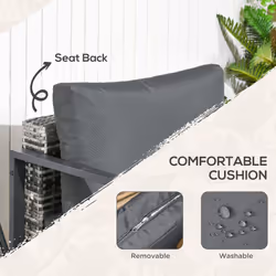 Outsunny 6 PCs Rattan Garden Furniture Set with Table, Cushion, Charcoal Grey