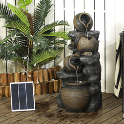 Outsunny Solar Water Feature with LED Lights and Pump 4 Tier Water Fountain