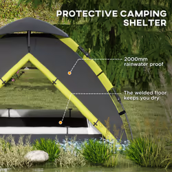 Outsunny 3-4 Man Camping Tent Portable with Bag, Quick Setup, Green