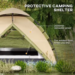 Outsunny 3-4 Man Camping Tent Portable with Bag, Quick Setup, Dark Green