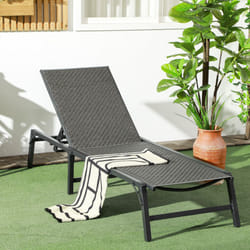 Outsunny Foldable PE Rattan Sun Lounger w/ 5-Level Adjustable Backrest, Grey