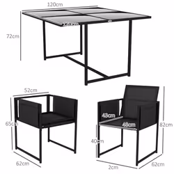 Outsunny 4 Seater Outdoor Table and Chairs with Adjustable Backrest for Garden - Additional view 5