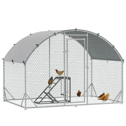 PawHut Walk-in Chicken Run with Chicken Activity Shelf and Cover, 2.8 x 1.9 x 2m