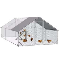 PawHut Walk-in Chicken Run with Chicken Activity Shelf and Cover, 3 x 6 x 2m