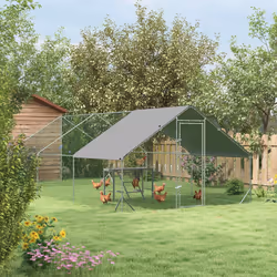 PawHut Walk In Chicken Run with Chicken Activity Shelf and Cover, 3 x 6 x 2m