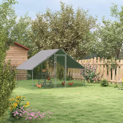 PawHut Walk In Chicken Run with Chicken Activity Shelf and Cover, 3 x 2 x 2m