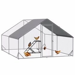 PawHut Walk In Chicken Run with Chicken Activity Shelf and Cover, 3 x 4 x 2m