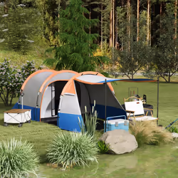 Outsunny 2-3 Man Camping Tunnel Tent with Bedroom and Living Room, Orange