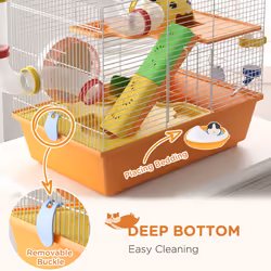 PawHut Hamster Cage, 3 Tiers Gerbil Cage for Dwarf Hamsters with Tubes, Ladder - Additional view 4