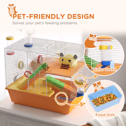 PawHut Hamster Cage, 3 Tiers Gerbil Cage for Dwarf Hamsters with Tubes, Ladder - Additional view 5