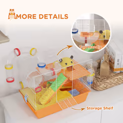 PawHut Hamster Cage, 3 Tiers Gerbil Cage for Dwarf Hamsters with Tubes, Ladder - Additional view 6