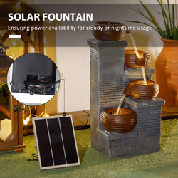 Outsunny Solar Water Feature 4 Tier Cascade Water Fountain with LED Lights