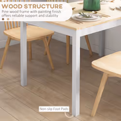 HOMCOM Dining Table Farmhouse Kitchen Table w/ Wood Frame for Dining Room - Additional view 4