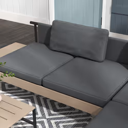 Outsunny HDPE Garden Furniture Sets with Cushions, Table, L-Shaped Sofa, Grey - Additional view 4