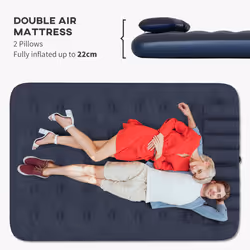 Outsunny Inflatable Mattress with 2 Pillows and Pump, Blue, 191 x 137 x 22cm