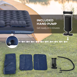 Outsunny Inflatable Mattress with 2 Pillows and Pump, Blue, 191 x 137 x 22cm