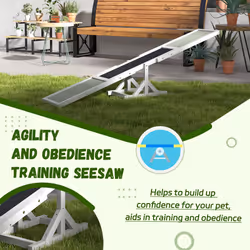 PawHut Wooden Pet Seesaw for Big Dogs with Anti-Slip Surface, White - Additional view 5