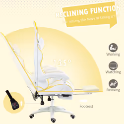 Vinsetto Racing Style Gaming Chair with Footrest Removable Rabbit Ears, Yellow - Additional view 5