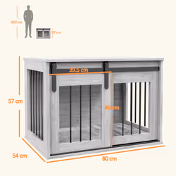 PawHut Dog Crate Furniture with Removable Cushion, for Medium Dogs - Grey - Additional view 7