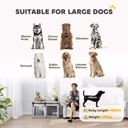PawHut Dog Crate Furniture with Removable Cushion for Large Dogs - Grey - Additional view 4