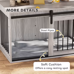 PawHut Dog Crate Furniture with Removable Cushion for Large Dogs - Grey - Additional view 7