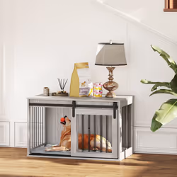 PawHut Dog Crate Furniture with Removable Cushion for Large Dogs - Grey - Additional view 8