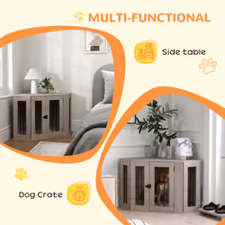 PawHut Dog Crate Furniture for Medium Dogs w/ Cushion, Door - Walnut Brown